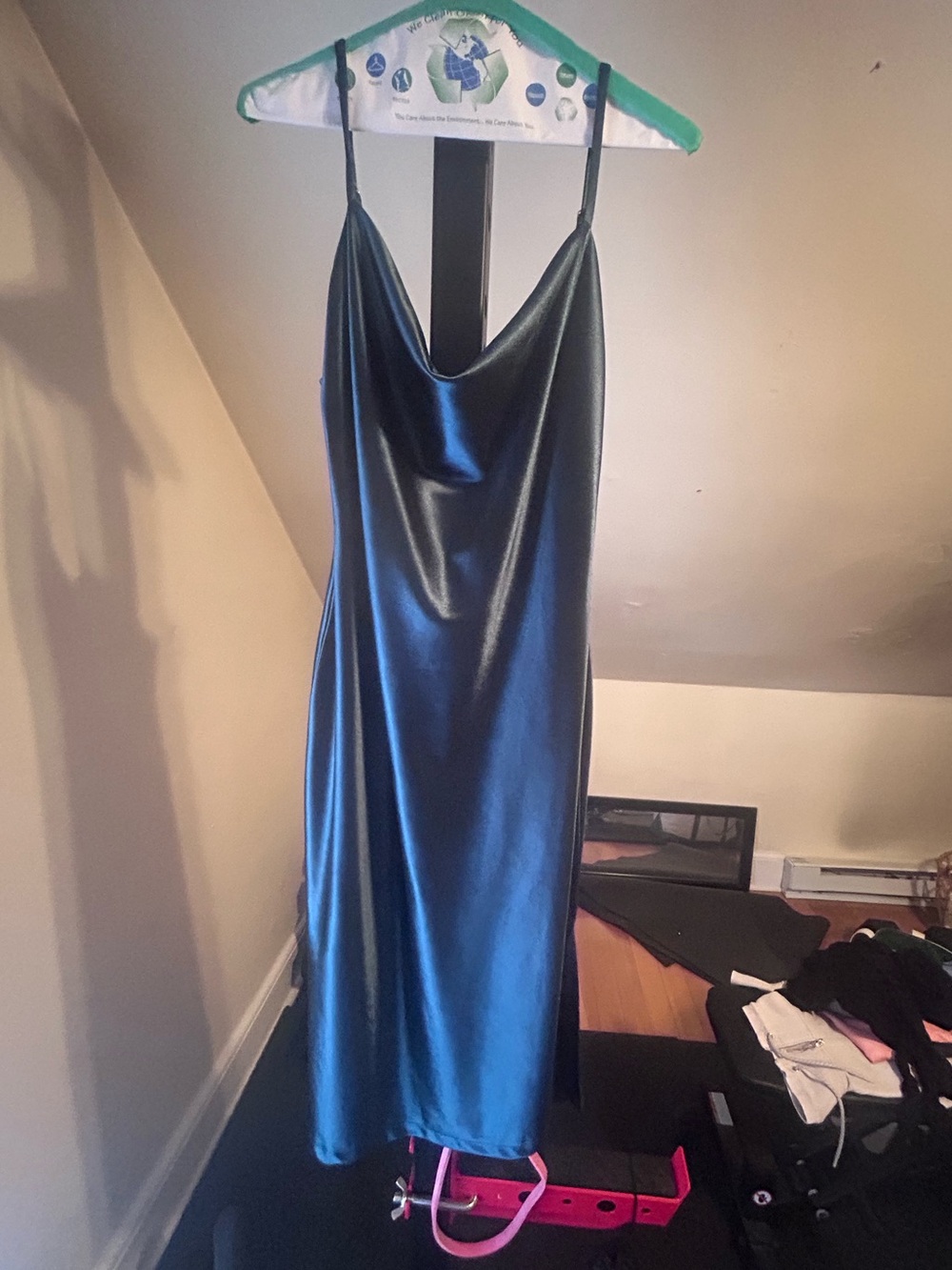 Slip Satin Maxi Dress in Deep Teal